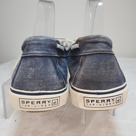 Sperry Top Sider Mens 12 Blue Canvas Boat Shoes Faded Low Tops Fabric Preppy - Picture 6 of 15